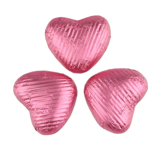 Pink Foiled Milk Chocolate Hearts