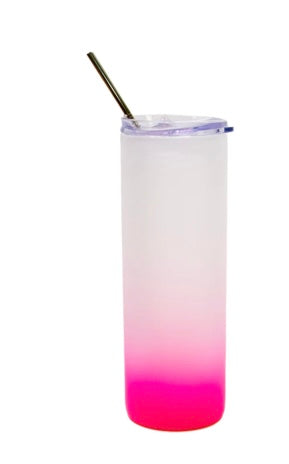 25oz Colour Gradient Frosted Skinny Glass Tumbler