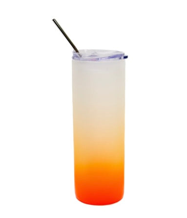 25oz Colour Gradient Frosted Skinny Glass Tumbler