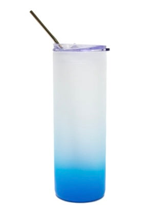 25oz Colour Gradient Frosted Skinny Glass Tumbler