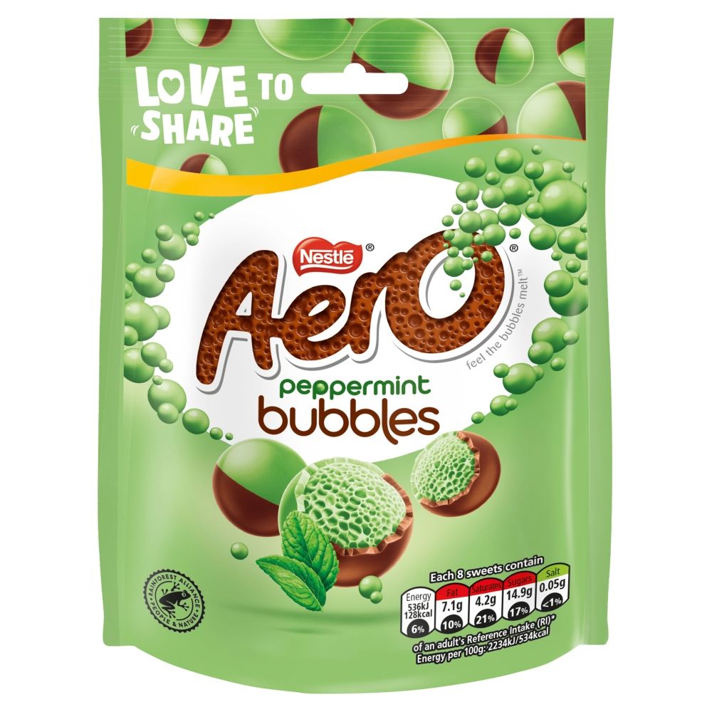 Aero Bubbles Peppermint Milk Chocolate Sharing Pouch 92g