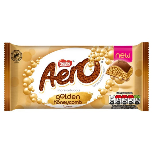 Aero Golden Honeycomb Chocolate Sharing Bar 90g