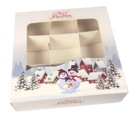 18cm x 18cm x 5cm Snowman Sweet Box